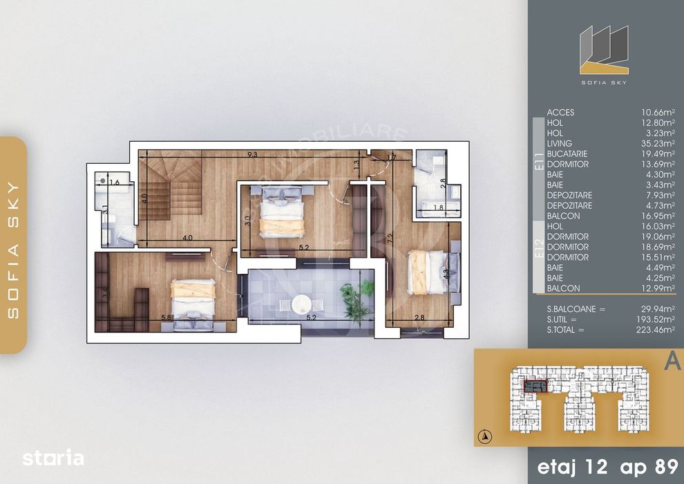 Apartament 5 camere Scara interioara Bloc Finalizat Pallady