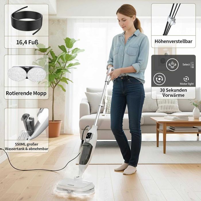 Парочистачка TORDER 2-in-1 Steam Cleaner Mop ,Гаранция