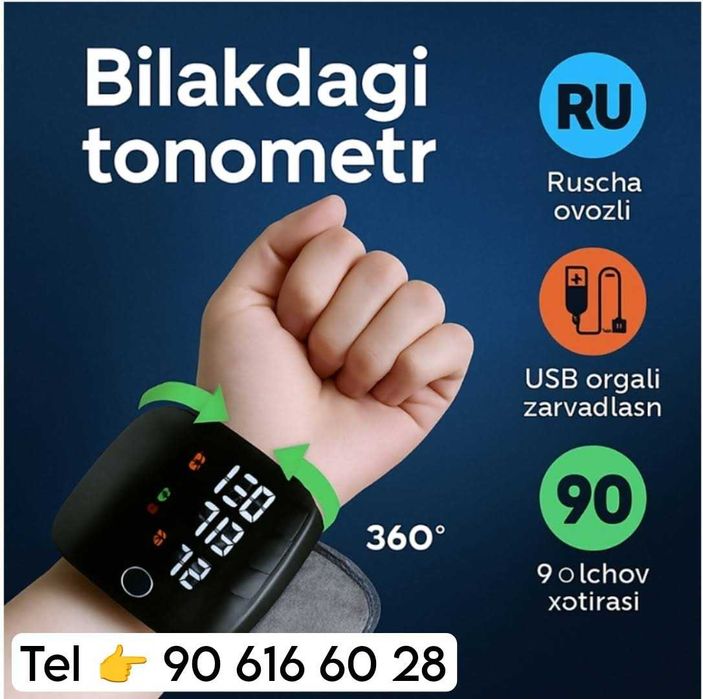 Avtomatik Elektron Tonometr Qon bosimi o‘lchash uchun davlinya apparat