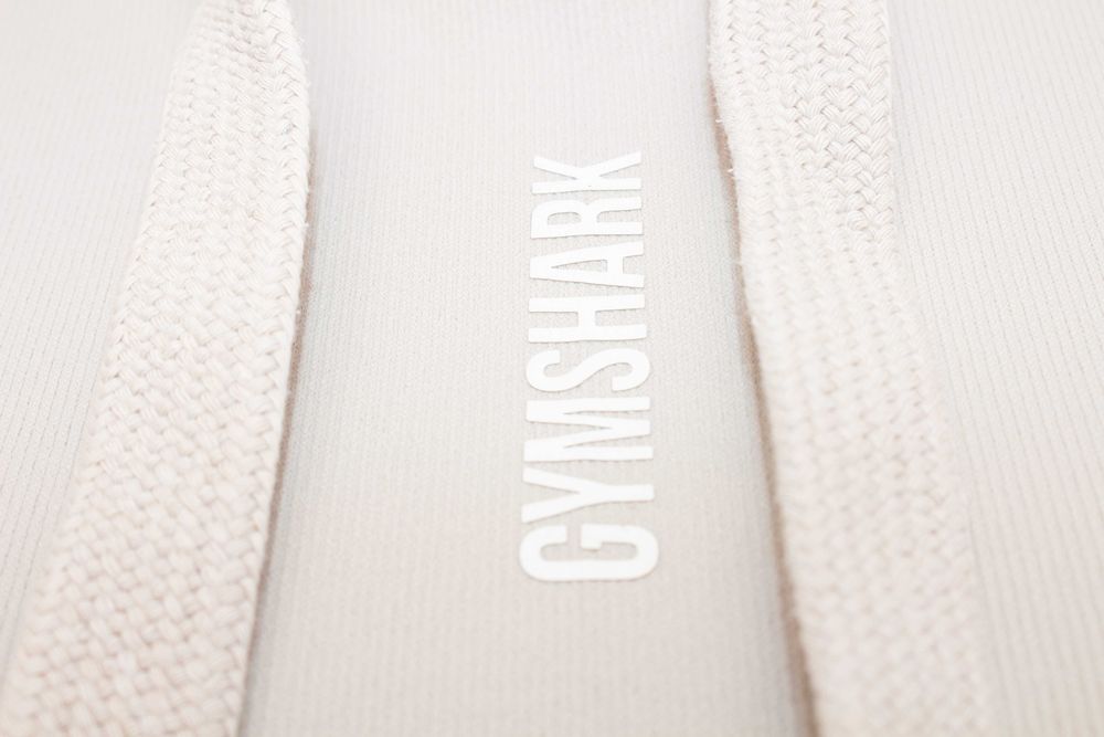 Gymshark Pause Cropped Hoodie дамски суичър рипсен овърсайз бежов S