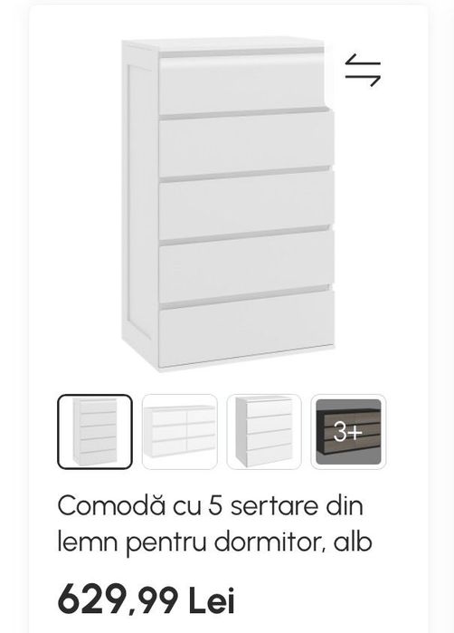 Comoda alba 5 sertare