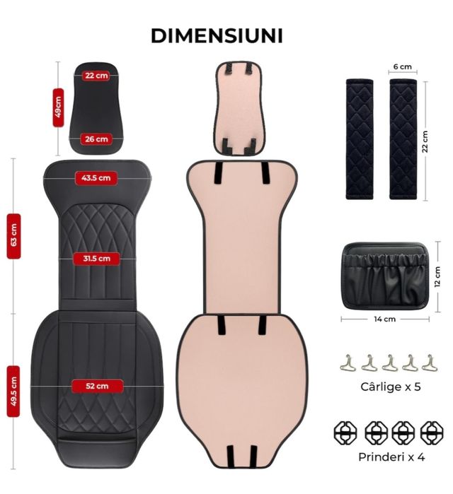 Set 2 huse scaune auto universale, imitație de piele