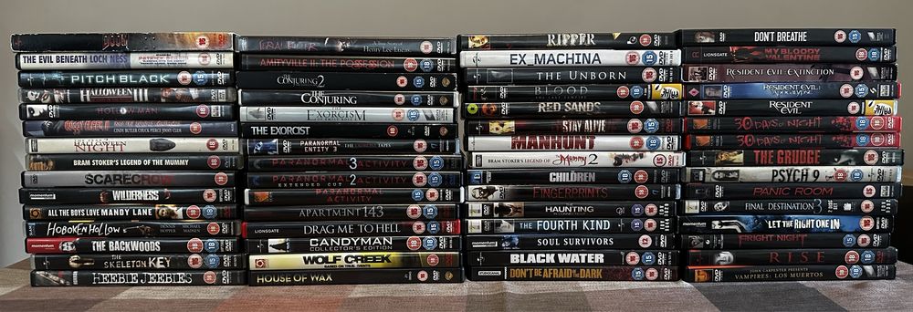 60 хорър и екшън DVD филма лот! Регион 2!