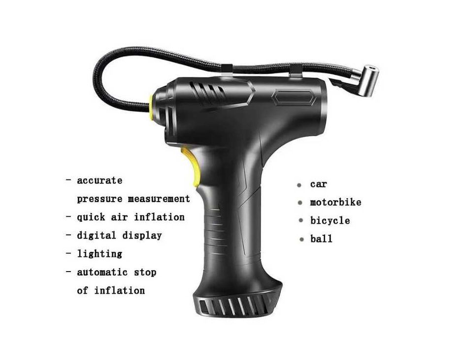 Преносима мини помпа за гуми с LED дисплей за автомобил