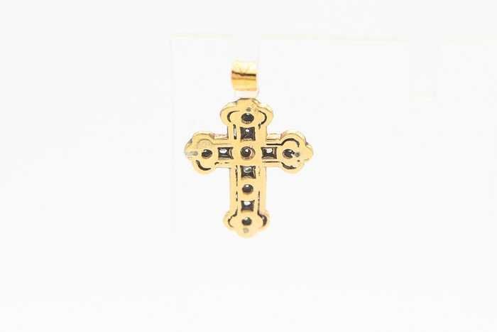 Кръст - 14 карата розово злато с диаманти