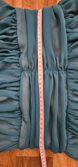 Rochie DY Fashion turcoaz din voal cu accesoriu