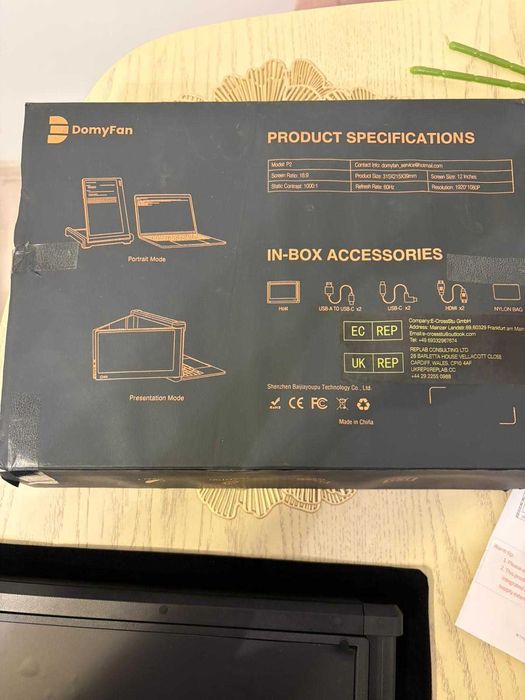 Domyfan P2 monitor portabil Laptop Full HD