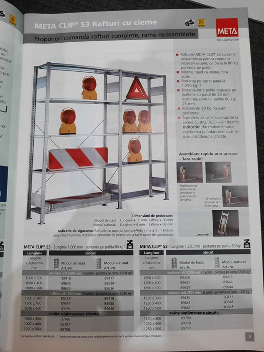 Rafturi metalice cu polițe