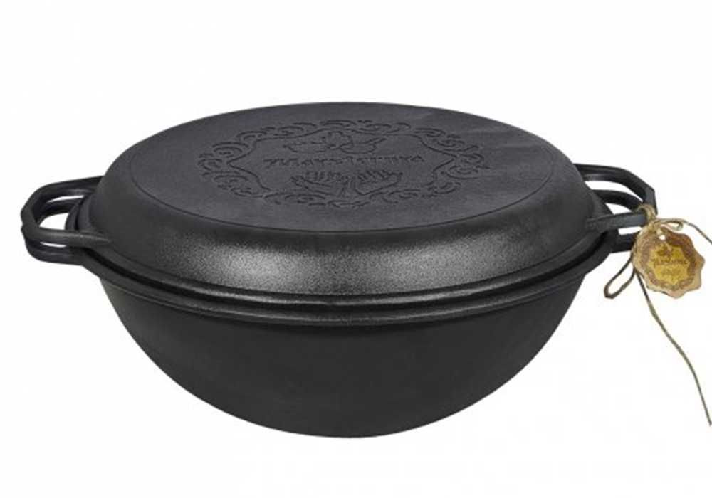 Чугунен УОК тиган (тенджера) с две лети дръжки, 3.7 л-12 л