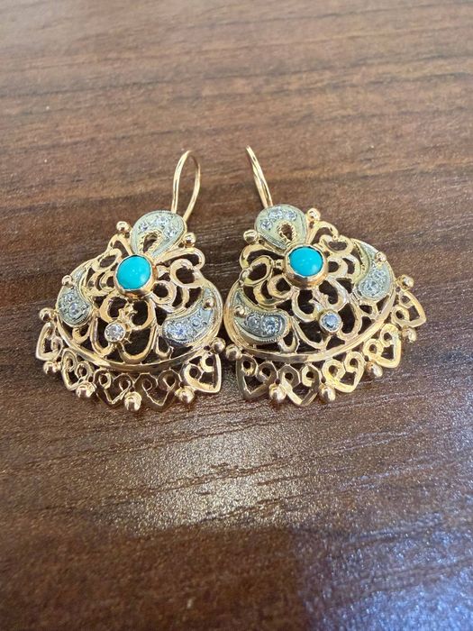 Ссср  заводские серьги с берюзой 585пробы 10грам