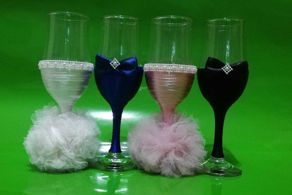 Pahare personalizate pentru nuntă pahare cu sclipici