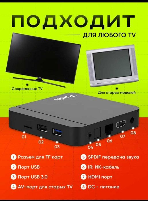 Smartbox Tanix W2 android 2/16gb.Youtube+Бепул Каналлар+Кинолар.чл