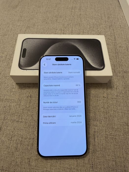 iphone 15 pro white titanium 128gb impecabil