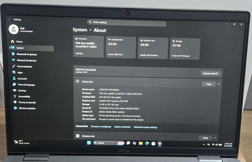 Laptop Dell Latitude 5530 I7 1265U 16GB DDR4 512 SSD