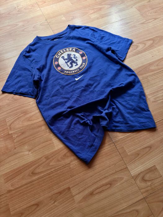 Tee T-shirt tricou football soccer crew neck Nike x Chelsea FC Premier League chest logo blue cotton