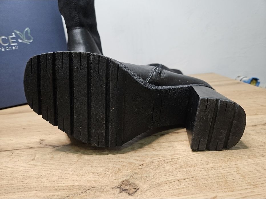 Ботуши Caprice 37 черни кожа и велур