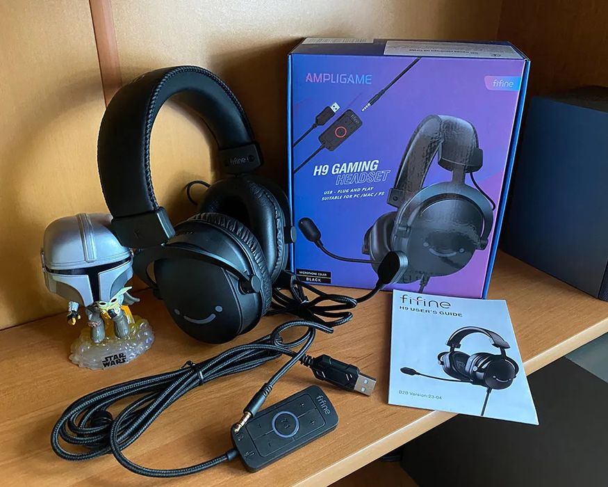 Fifine H9 (2в1) Наушники+звуковая карта 7.1  (Гарнитура)