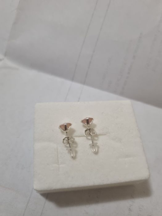 Сребърни обеци с кръгъл камък кубичен цирконий