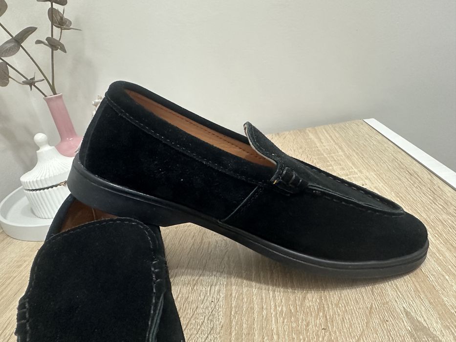 Лоферы, натуральная замша