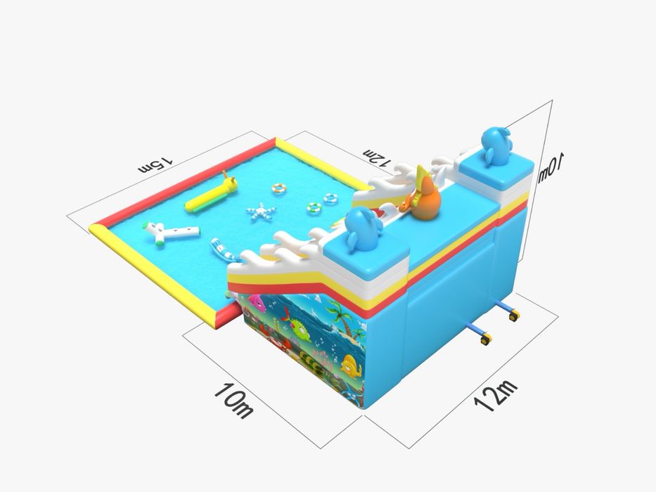 Piscina cu topogan gonflabil