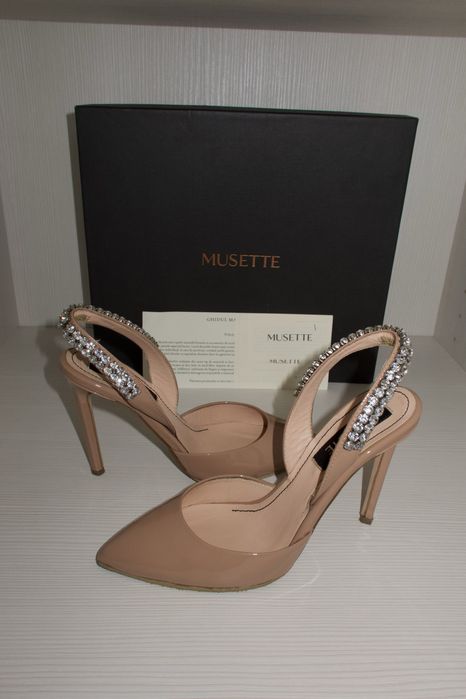 Pantofi MUSETTE din piele lacuită - culoare nude/ beige - marime 36