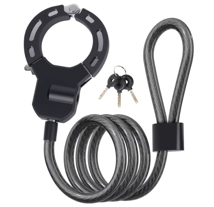 Cablu antifurt pentru trotinetă/bicicletă/Moto - 120 cm, 13 mm, cu cheie