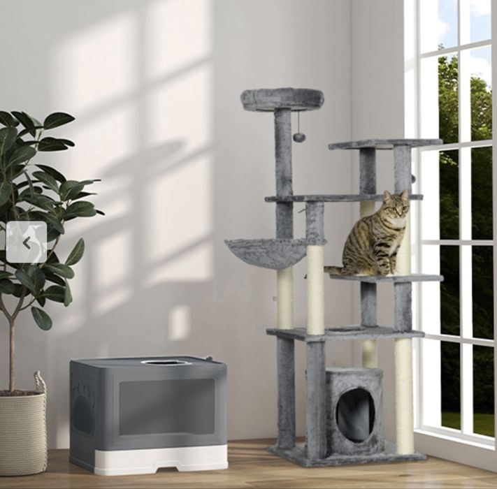 PAWHUT Сива котешка тоалетна