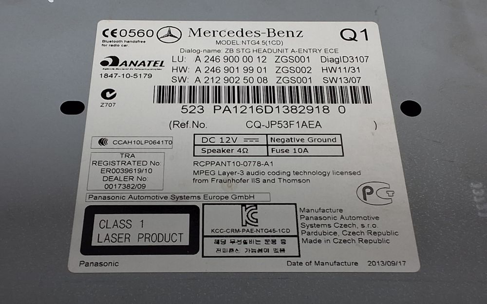 radio cd mercedes-benz b-class (2011->) [w246] 1.5 motorina 2013
