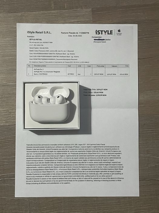 Apple AirPods Pro 3 cu factură