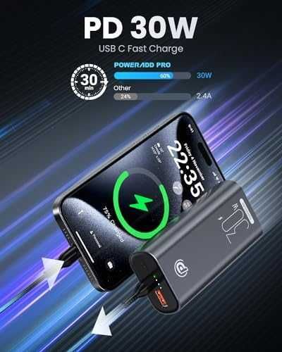 Нов Компактен 30W Power Bank батерия 10000mAh за Смартфони и Таблети зарядно