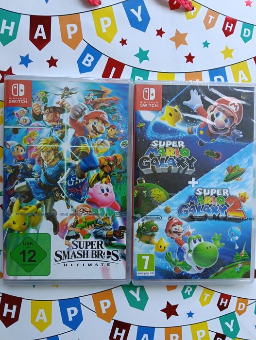 Joc sigilat Super Smash Bros Ultimate/Super Mario Galaxy 1+2 Nintendo Switch