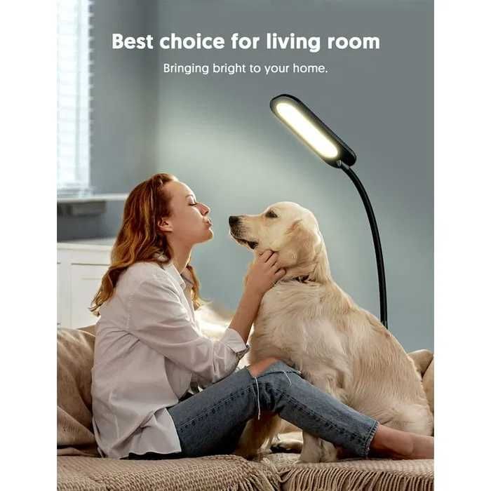 Подова лампа TECKIN, димируема черна лампа с 5 цвята и 4 яркости