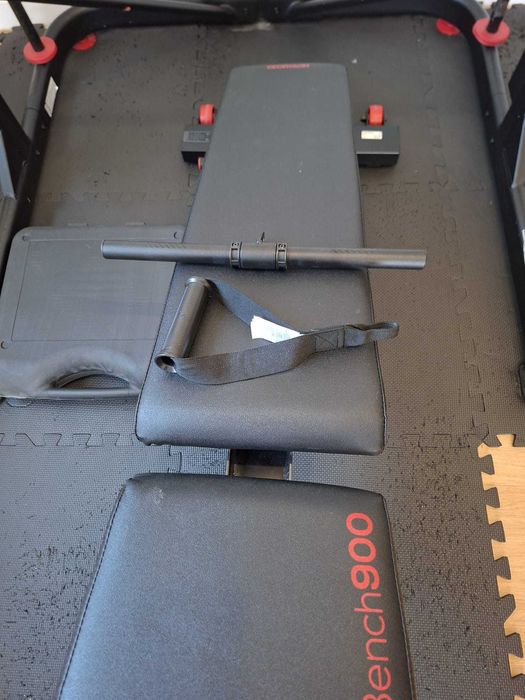 home gym complet - Decathlon : rack , banca , gantere , haltere , discuri (se vinde și pe bucăți)