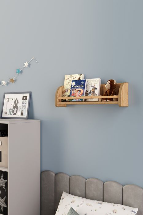 Етажерка за книги и играчки, Декоративен стенен рафт, МДФ