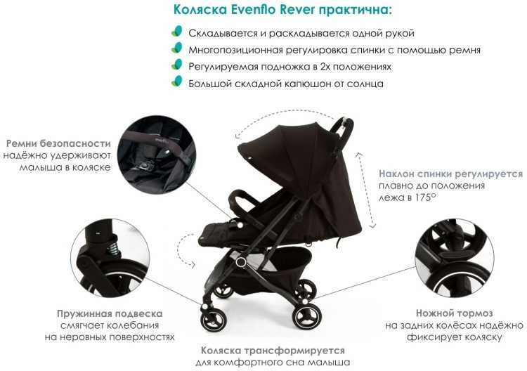 Коляска прогулочная Evenflo Rever, черный