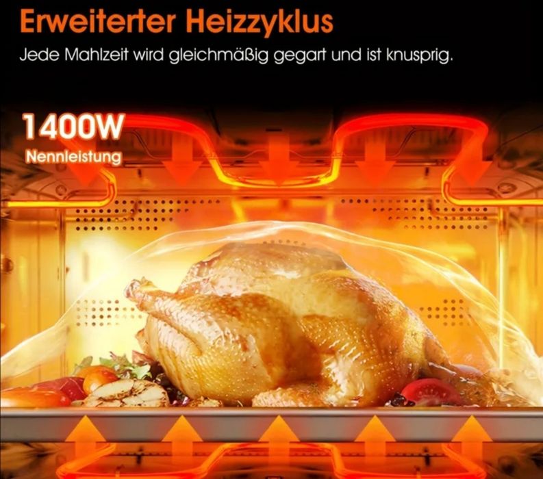 Friteuza cu aer cald cu touch smart 1400 de W, negru, nou