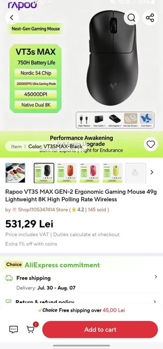 Rapoo VT3S MAX wireless