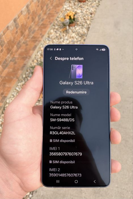 Samsung Galaxy S26 Ultra, varianta cu 256 GB stocare și 12 GB RAM, Dual SIM (model SM-S948B/DS)