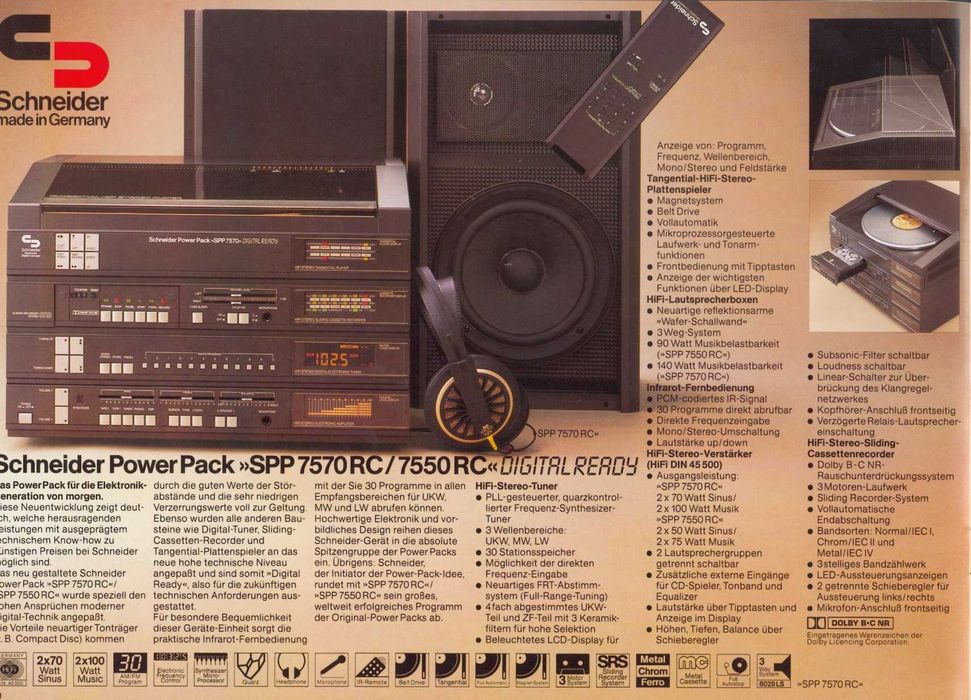 Linie Audio SCHNEIDER SPP 7570 RC cu Pick up/Caset/Tuner/Amplif - RFG