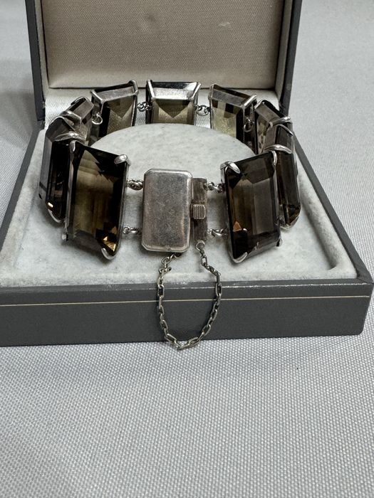 Bratara din argint si cuart fumuriu