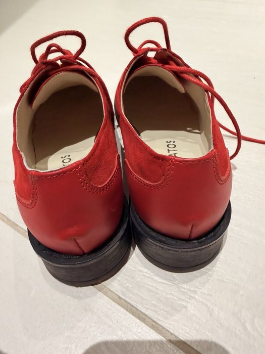 Червени обувки естествен велур и кожа