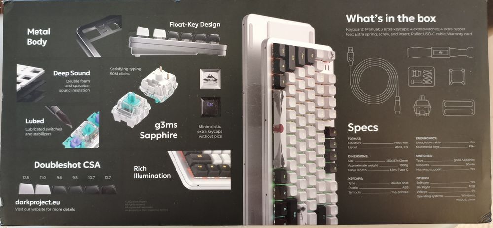 Геймърскa механична клавиатура Dark Project 87 Fuji II RGB TKL - G3MS Sapphire Switches, ABS
id s4729698
