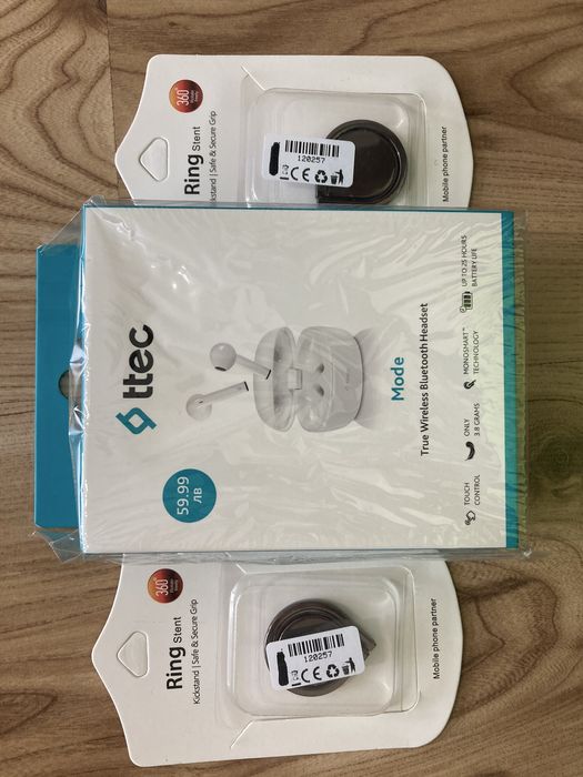 Безжични слушалки TTEC + 2 бр рингове държачи