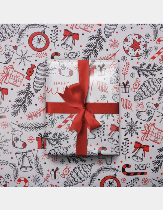 Новогодняя бумага для упаковки. Глянец. 70х100 см