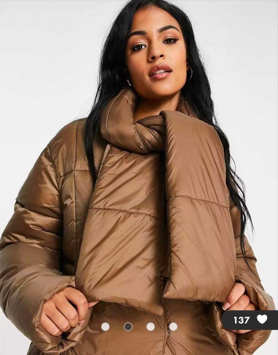 Дутое теплое пальто ASOS. Размер 8 (на М-ку) для высоких девушек