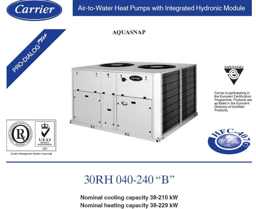 Термопомпа CARRIER AQUASNAP 30RH 040 40kw