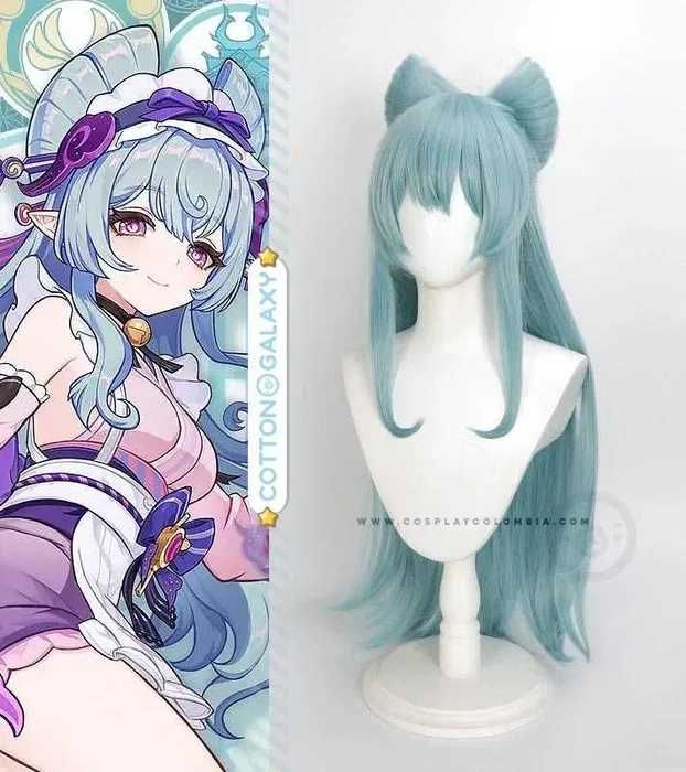 Косплей аниме перука Genshin Impact Yumemizuki Mizuki в ментово зелено