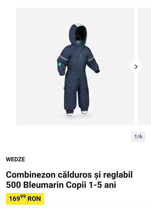 Salopeta iarna / combinezon 24 lunj wedze decathlon cu manusi