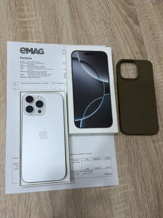 Iphone 16 Pro Max, 256 gb memorie, White Titanium