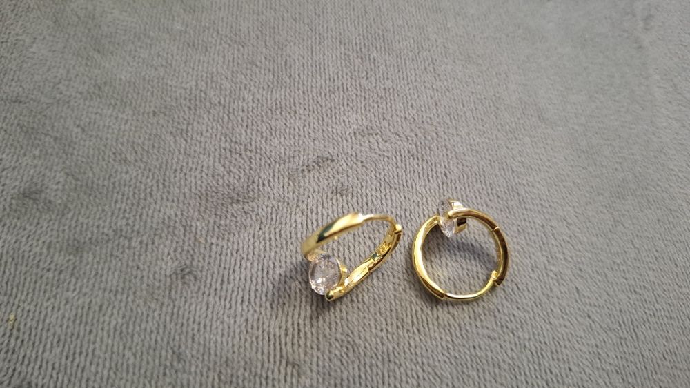 Cercei rotunzi cu zircon, argint S925,  16 mm